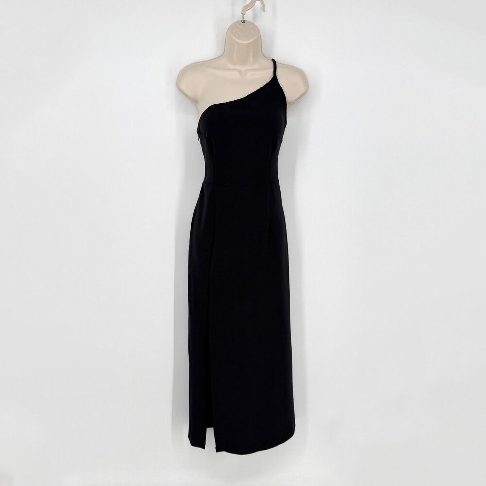 Abercrombie & Fitch Asymmetrical One-Shoulder Maxi Dress Sz M Black Elegant